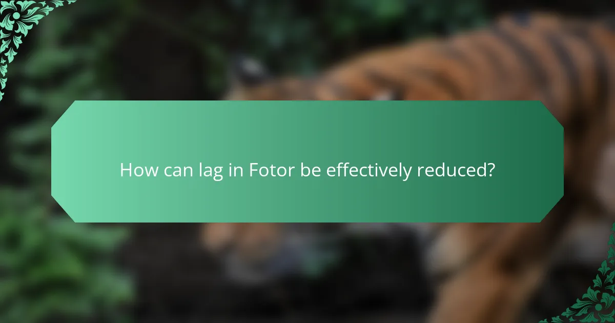How can lag in Fotor be effectively reduced?