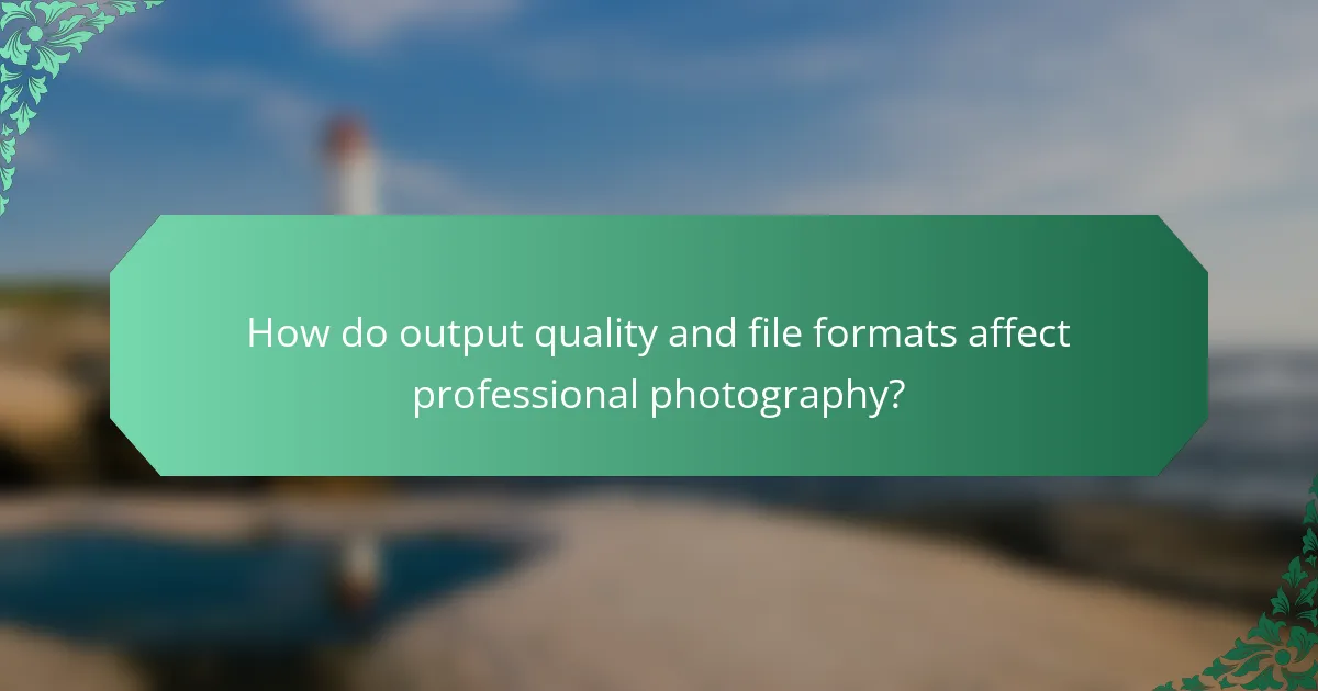 How do output quality and file formats affect professional photography?
