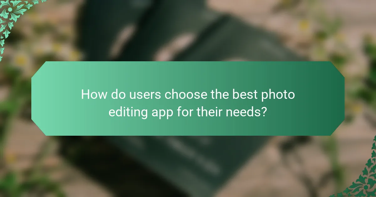 How do users choose the best photo editing app for their needs?
