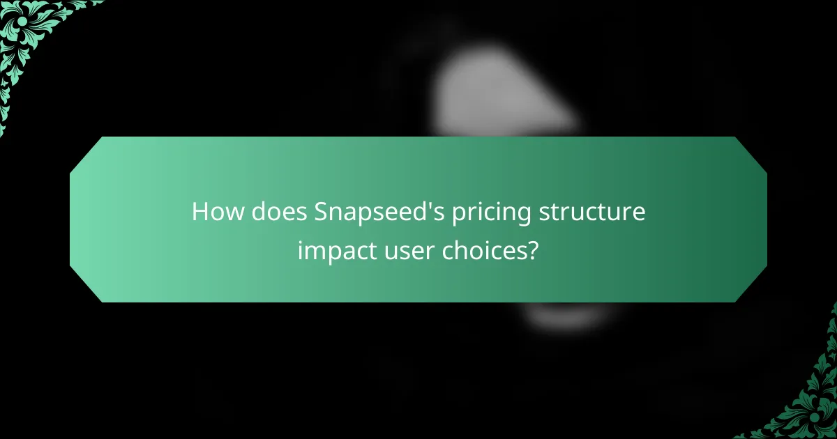 How does Snapseed's pricing structure impact user choices?