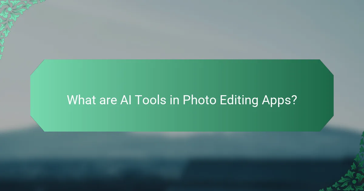 What are AI Tools in Photo Editing Apps?
