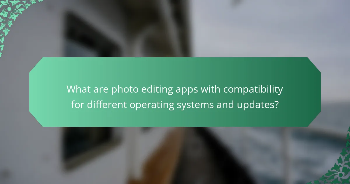 What are photo editing apps with compatibility for different operating systems and updates?