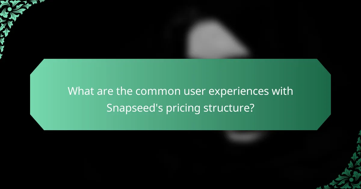 What are the common user experiences with Snapseed's pricing structure?