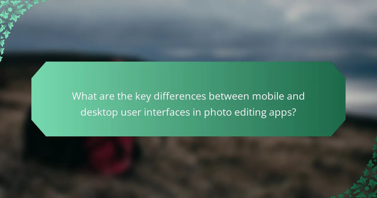 What are the key differences between mobile and desktop user interfaces in photo editing apps?