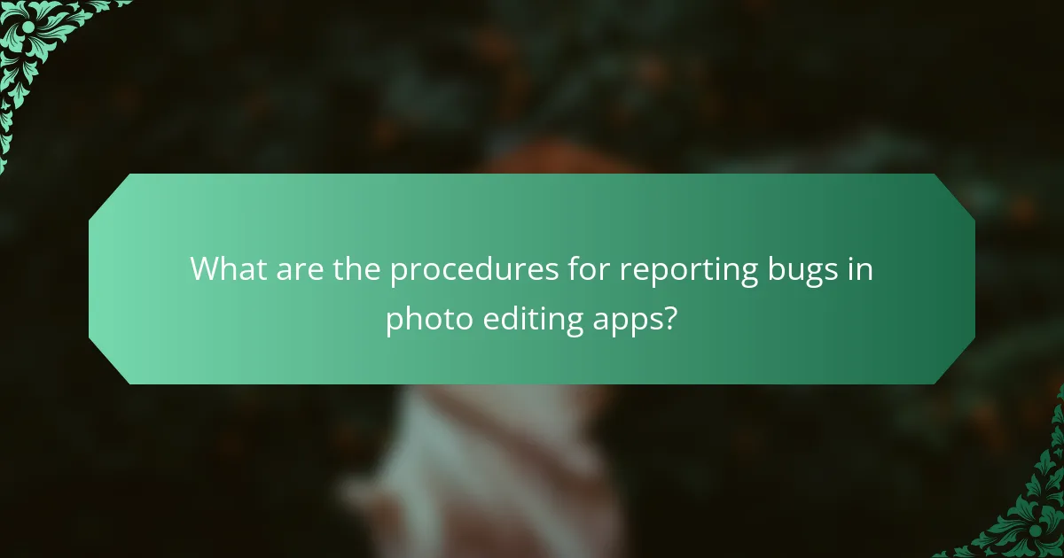 What are the procedures for reporting bugs in photo editing apps?