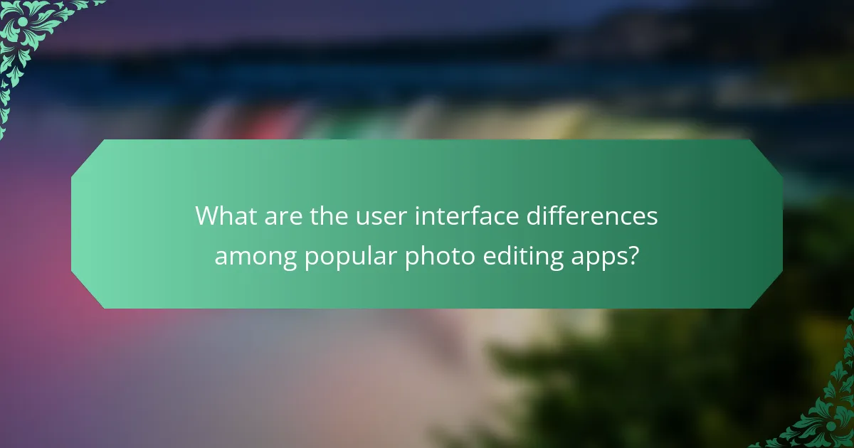 What are the user interface differences among popular photo editing apps?