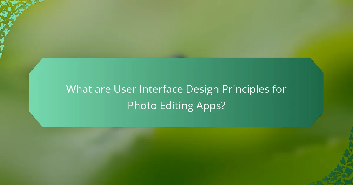 What are User Interface Design Principles for Photo Editing Apps?