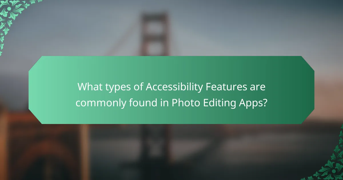 What types of Accessibility Features are commonly found in Photo Editing Apps?